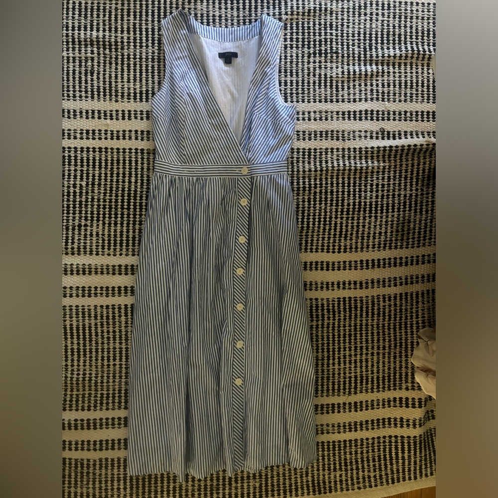 j crew striped, collared dress